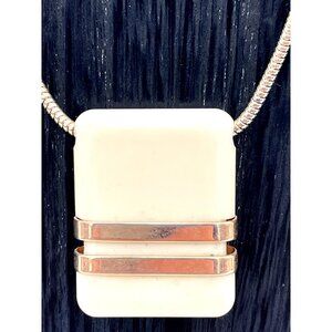 Whiting & Davis Vintage Cream & Gold Tone Pendant Necklace